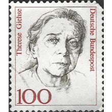 GERMANY, WOMEN, Therese Giehse (1898-1975), olive black 1988, 100pf, #4