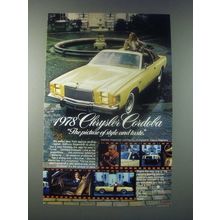 1978 Chrysler Cordoba Ad - The Picture of Style and Taste