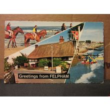 multiview, FELPHAM, SUSSEX. used postcard by Constance 1976 pm =