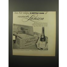 1950 Champagne Lanson Ad - Give this unique 2-bottle case of Champagne Lanson