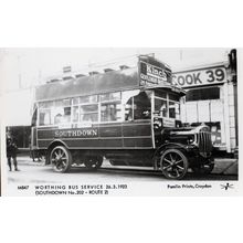 Worthing Bus Service in 1923 Southdown 202 Route 2 Tram Postcard