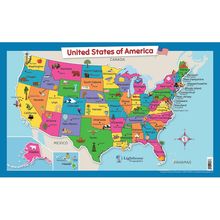 USA Wall Map for Kids with Illustrations- United States Poster Map for Home or C