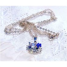 Hello Kitty Blue Crystal Charm Pendant Necklace Chain Jewellery 1785