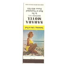 CAN Osoyoos Matchcover Pin Up / Nudes / Girlie / Glamour Sahara Motel Brit~100