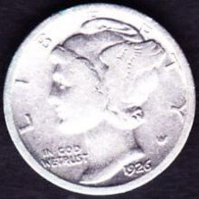 1926 USA 10 Cents Silver Coin Mercury