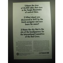 1993 Citibank Bank Advertisement -vName the river of 26,000 miles