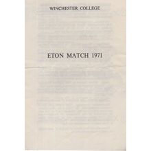 Winchester 1971 Eton Cricket Match College Societies Programme