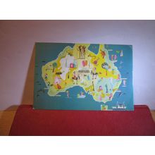 MAP OF AUSTRALIA used postcard 1976 stamp =