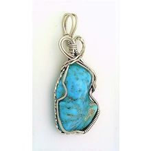 Turquoise Titanium Copper Wire Wrap Gemstone Pendant 5