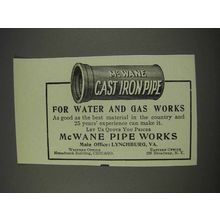 1910 McWane Pipe Works Ad - For Water and Gas