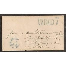 CANADA ! Stampless Belleville UC to Seymore CW 1864