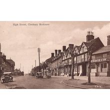High Street Cleobury Mortimer Black Cab Cars Shop Shropshire Postcard