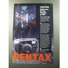 1992 Pentax IQZoom 90WR Camera Ad - Neither snow, nor rain, nor gloom of night