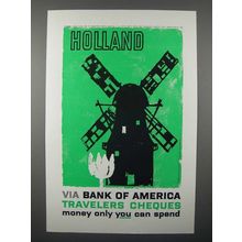 1959 Bank of America Travelers Cheques Ad - Holland