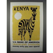 1959 Bank of America Travelers Cheques Ad - Kenya