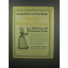 1913 Baker's Breakfast Cocoa Ad - Absolutely pure and of fine quality