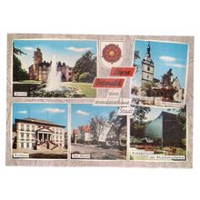 multiview, LIPPE DETMOLD, GERMANY used vintage postcard 1973 postmark =