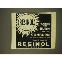 1937 Resinol Lotion Ad - Resinol takes the burn out of Sunburn