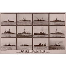 Britain's Might War Military HMS Ship Valentines RARE WW1 RPC Old Postcard