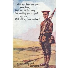 Military WW1 Soldier Greetings From Clipstone Nottingham Postcard