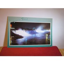 AMERICA FALLS AT NGHT, NIAGARA FALLS, NEW YORK, USA unused postcard =