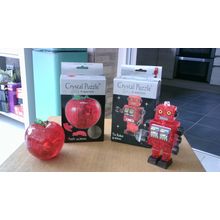 3D CRYSTAL PUZZLES - TIN ROBOT & APPLE (2 Puzzles)