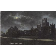 ED 368 LEEDS -KIRKSTALL ABBEY.MOONLIGHT . PRINTED POSTCARD