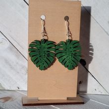 Green Monstera Leaf Earrings