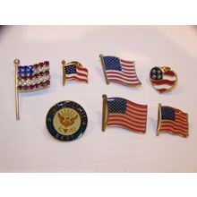 MIXED LOT OF HAT PINS - US NAVY AMERICAN FLAGS
