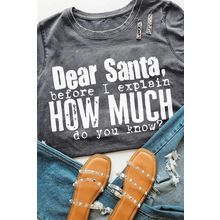 Gray Christmas Funny Saying Print Short Sleeve T Shirt