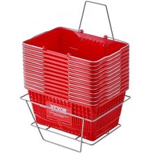 Shopping Basket, Set of 12, 21L Durable Plastic Grocery Basket with Metal Ha...