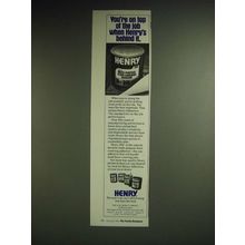 1985 Henry Adhesives Ad - You're on top of the job when Henry's behind it