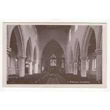 The Church Interior Ripley Postcard RP North Yorkshire