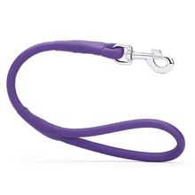 Soft Dog Pet Round Leather Traffic Lead W 1/2" - L 22", Purple