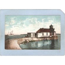 ME Portland Lighthouse Postcard Ram Light Breakwater undivided back lighth~180