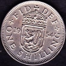 1954 Great Britain 1 Shilling Coin Scottish