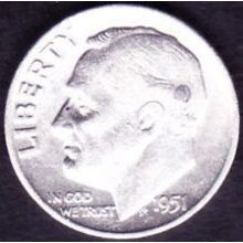 1951 D USA 10 Cents Silver Coin Roosevelt