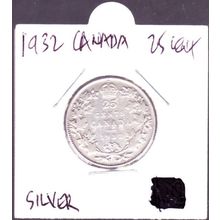 1932 Canada 25 Cents Silver Coin