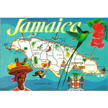 JAMAICA Map Postcard (Novelty Traders)