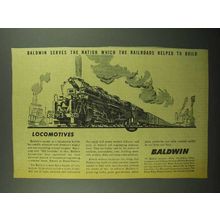 1942 Baldwin Locomotives Ad - Serves The Nation