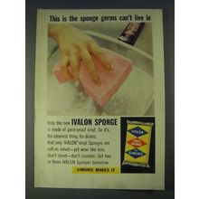 1958 Simoniz Ivalon Sponge Ad - This is the sponge germs can't live in