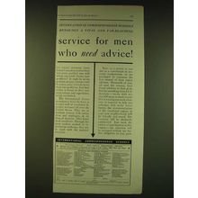 1933 International Correspondence Schools Ad - service for men who need advice