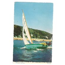 dinghy sailing used vintage postcard 1964 postmark Valentine /