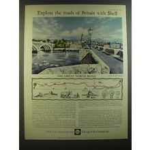 1964 Shell Oil Ad - art by David Gentleman - The Great North Road