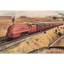 Duchess Of Hamilton Train Euston Station to Glasgow Painting Postcard