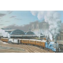 Sir Nigel Gresley Train York Station To London Painting Postcard