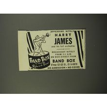 1953 Band Box Club Ad - Appearing nitely Harry James and his full orchestra