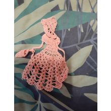crochet lady for craft teatowel top 14cm pink