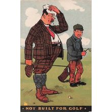Fat Man Not Built For Golf Antique Comic Golfing Postcard