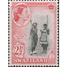 Swaziland 1961 QEII 2½c Black & Rose Red Mounted Mint MM SG 81 Stamp Courting